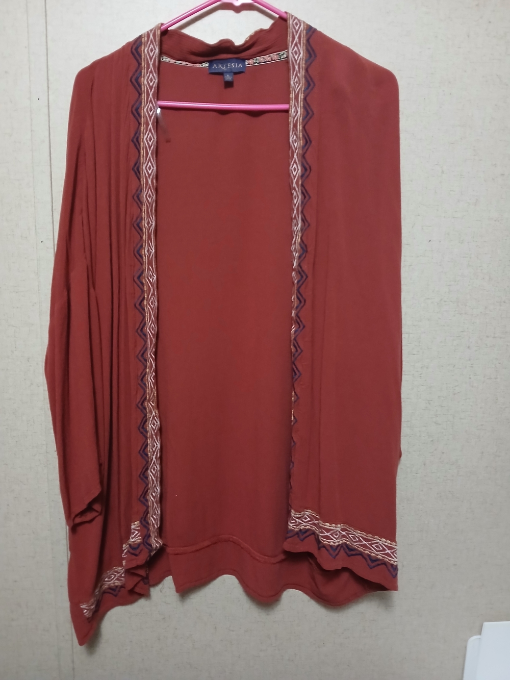 Women's Rust Embroidered Open-Front Tunic